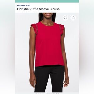Papermoon Red Ruffle Sleeve Blouse size XL